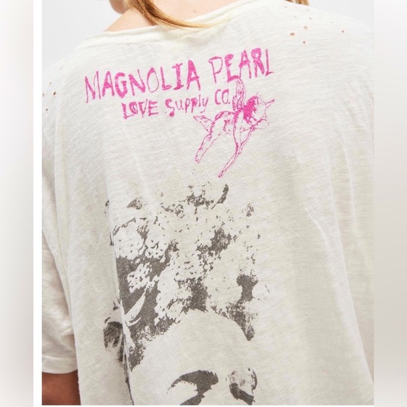 NWT🌼🐦Magnolia Pearl Frida Tee in Ivory One Size Fits Most - Picture 4 of 12